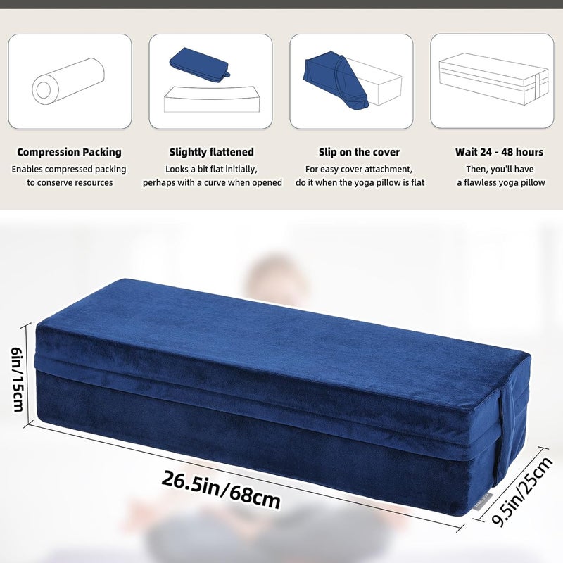 GOFORIT Yoga Bolster Pillow for Meditation and Support，Rectangular Meditation Pillow for Restorative Yoga，26.5"X9.5" X6" - Image 3
